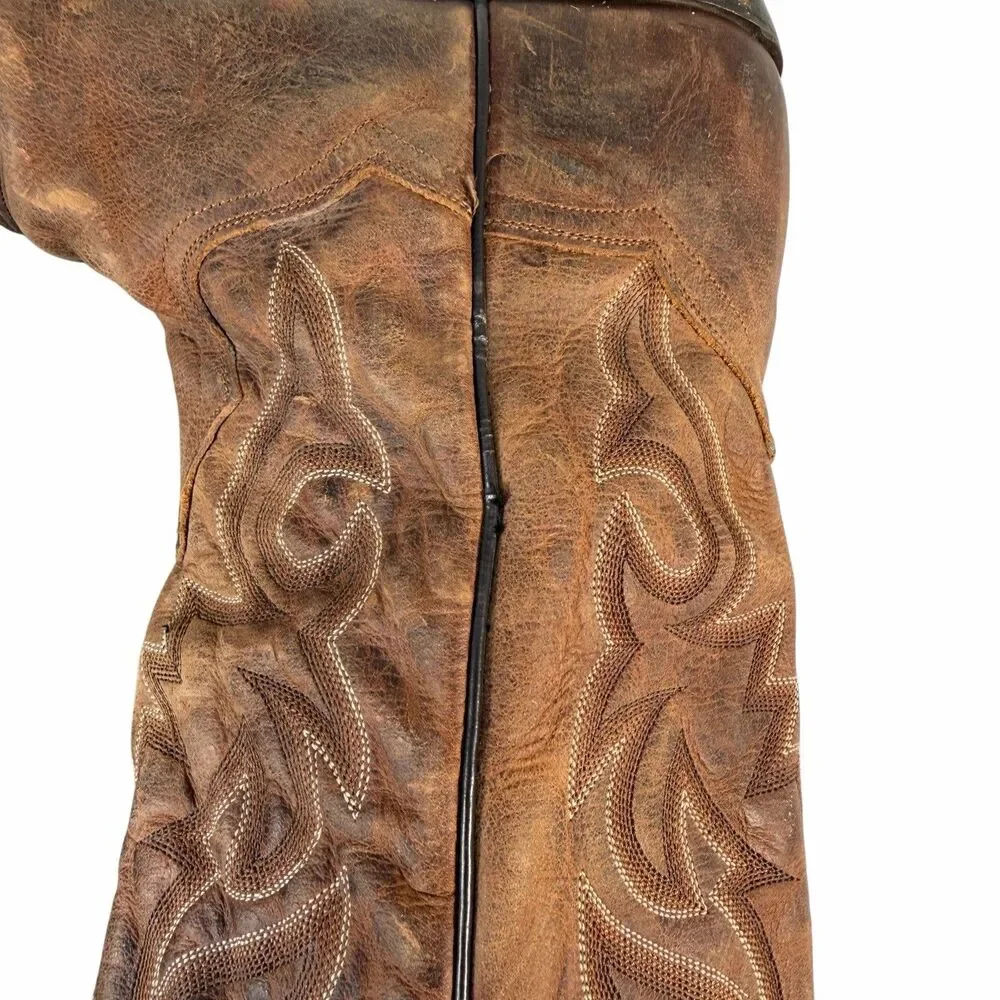 Dan Post Brown Distressed Leather Men 10 EW Extra Wide Cowboy Boot Renegade 2159